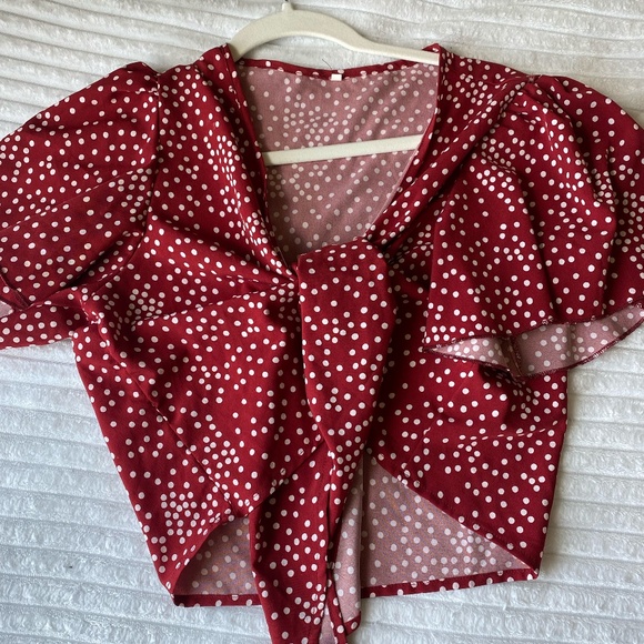 Shein Red Peplum tie front top!! - Picture 1 of 3